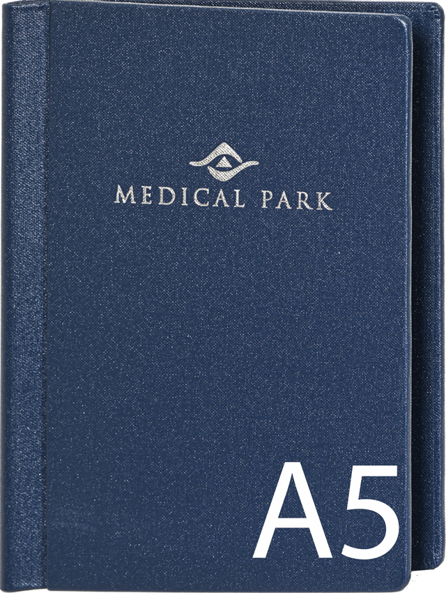 Speisekarte A5 mit Klemmmechanik Dunkelblau 14 mit Logo